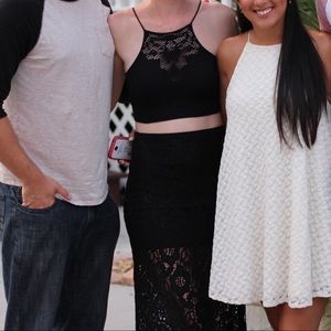 Lovecat high-waisted black lace skirt